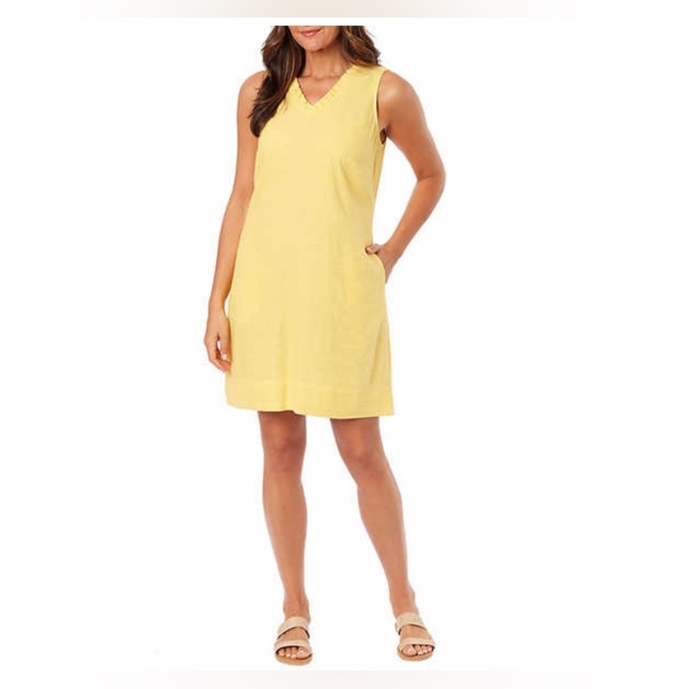Briggs Ladies' Ruffle V-Neck Linen Blend Dress